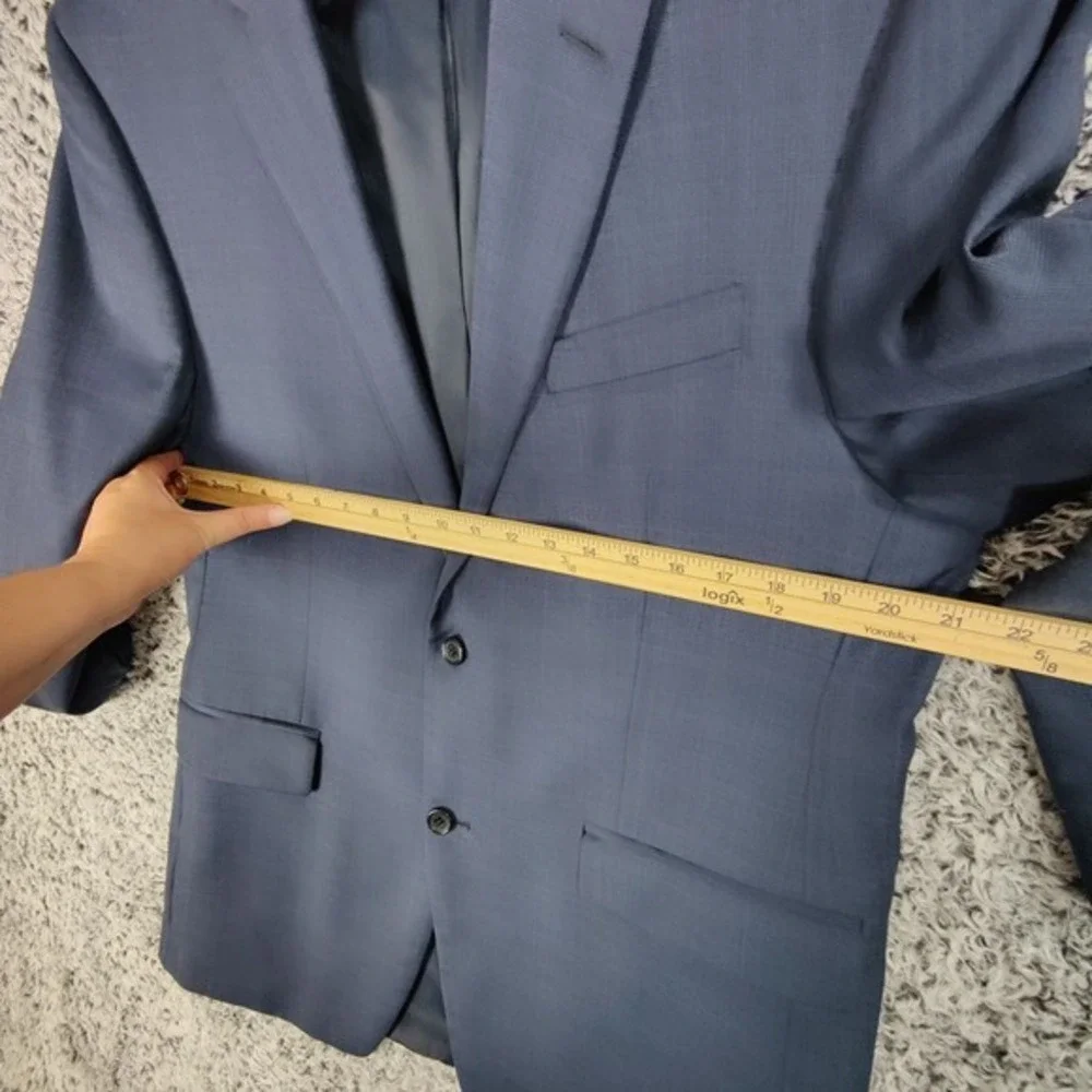 Michael Kors MMK Mens Classic Designer 100% Wool Blazer Jacket 42R Navy Plaid